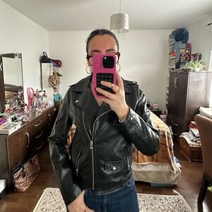 Faux leather moto jacket